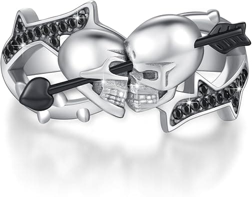 Skull Ring 925 Sterling Silver Adjustable Couple Skull