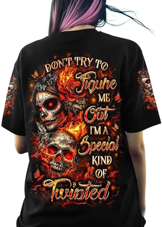 Don't Try to Figure ME Out Skull Graphic Punk Gothic Streetwear Tee