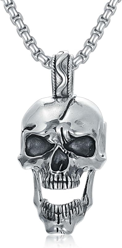 Skull Head Necklace 925 Sterling Silver
