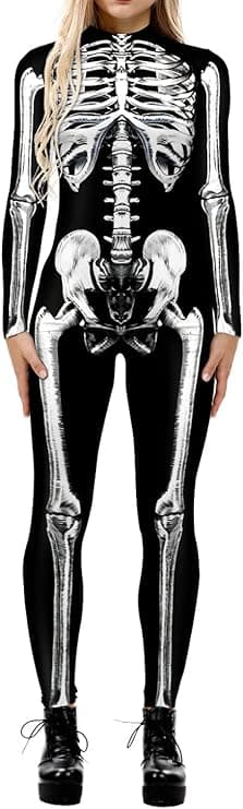 ALBIZIA Women's Skull Skeleton Halloween Costume 