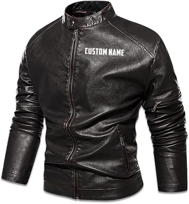 orealexpress Motorcycle Skull Wing Design Custom Biker PU Leather Jacket