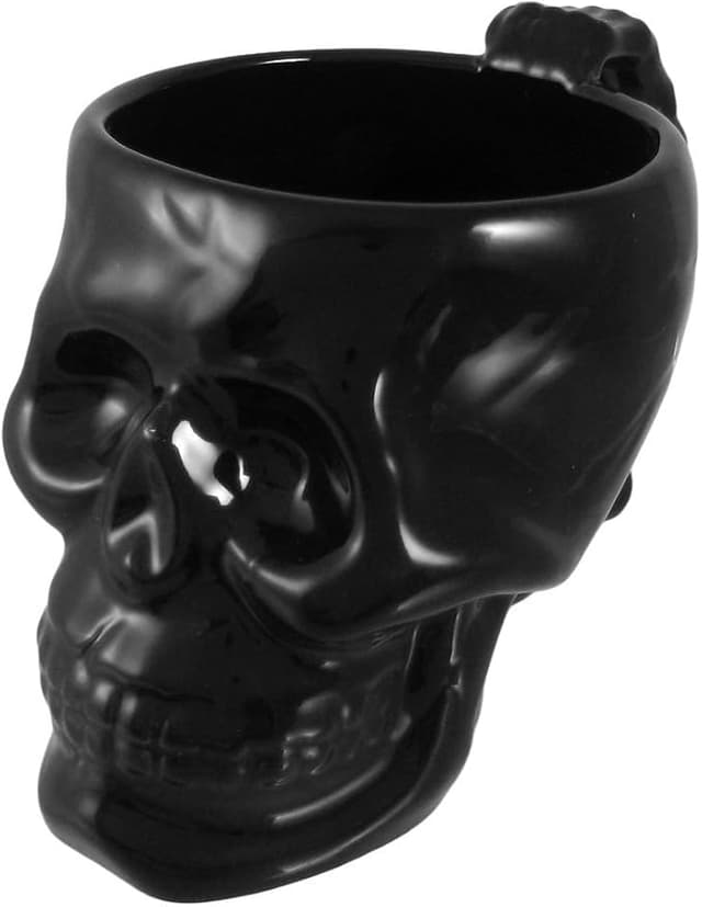 Cool Black Ceramic Skull Coffee Mug Goth Evil Cup