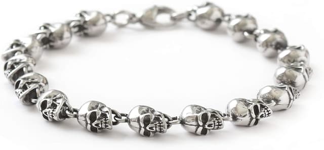 HAQUIL Stainless Steel Skull Linked Chain Bracelet