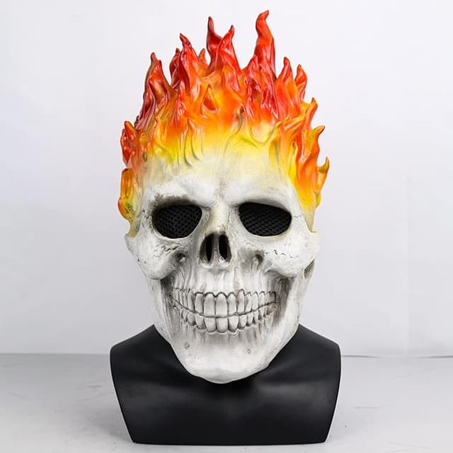 Bulex Scary Flaming Skull Cosplay Demon Adult Full Head Latex Mask