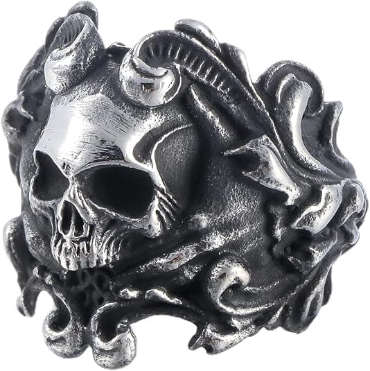 Sinoyp Skull Ring Stainless Steel Edgy Chunky Calvarium Death Ring
