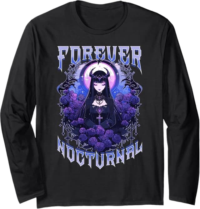 Gothic Women Forever Nocturnal Dark Fashion Long Sleeve T-Shirt