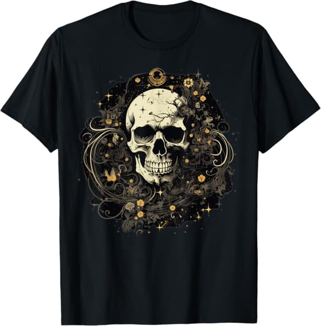 Gothic Skull T-Shirt Red Hooded Cloak Dark Graphic for Men Women
